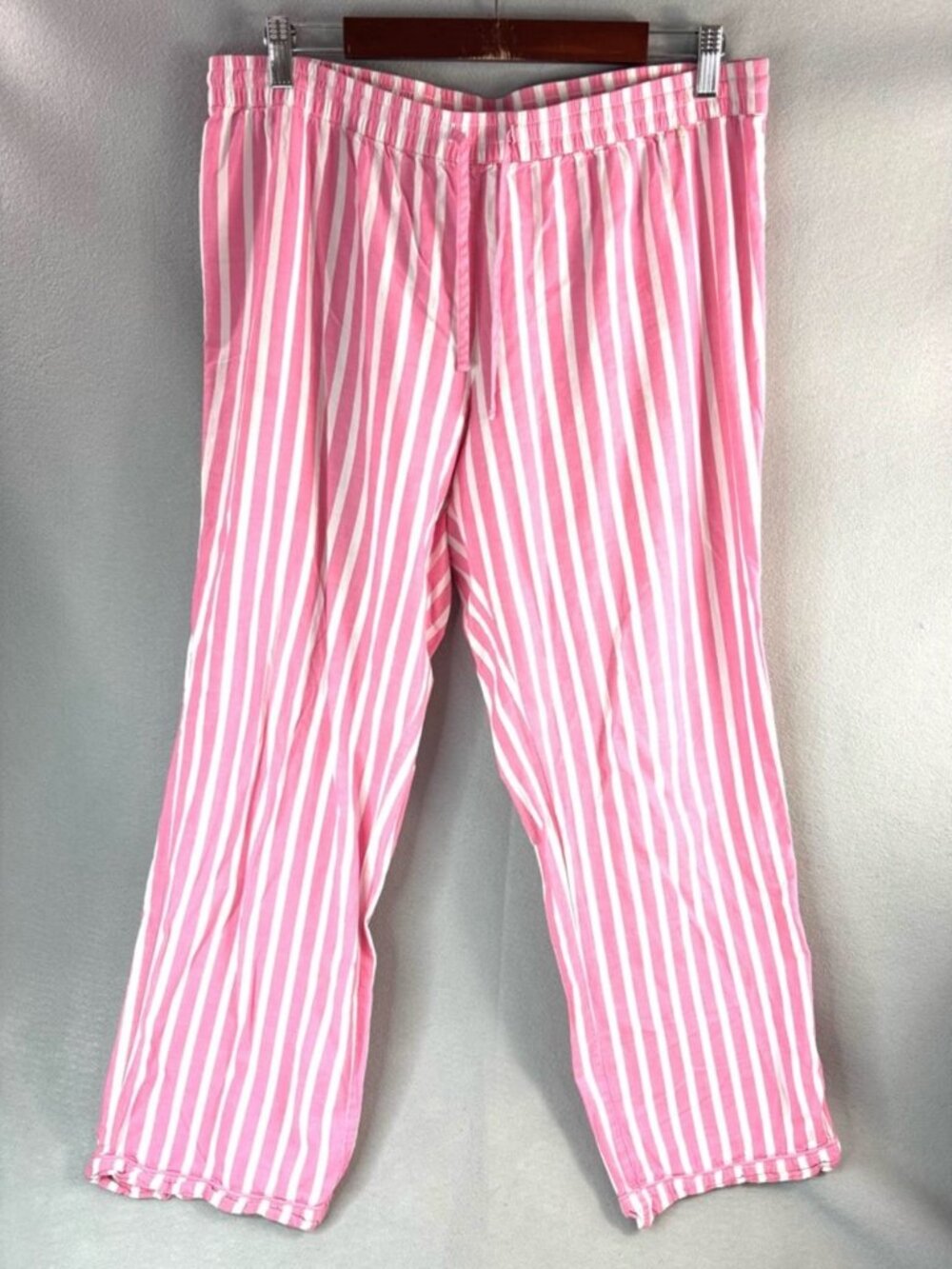 Secret Treasures L Barbiecore Cotton Pull-On Pink and White Striped Pajama Pants